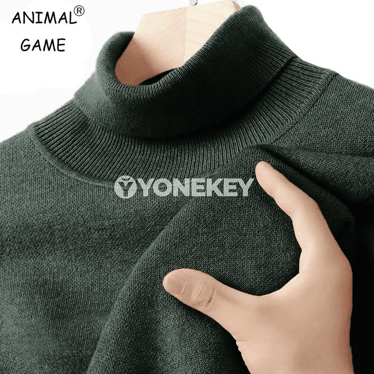 Erkekler üçin ýyly ýokary boýunly switer, uzyn ýeňli