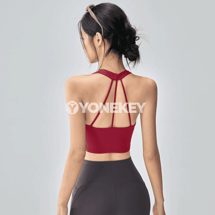 Zenanlar üçin kross-bek sport bra, dem alyşly, ýöga we zal üçin