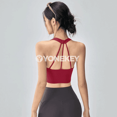 Zenanlar üçin kross-bek sport bra, dem alyşly, ýöga we zal üçin