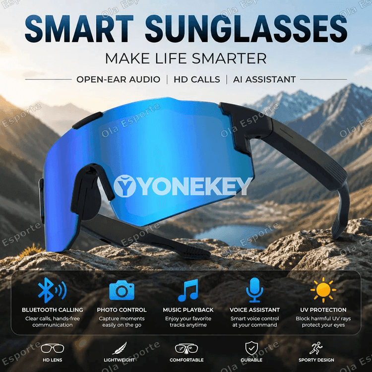 Akylly welosiped äýnegi Bluetooth 5.3, açyk gulakly sesli sport äýnek