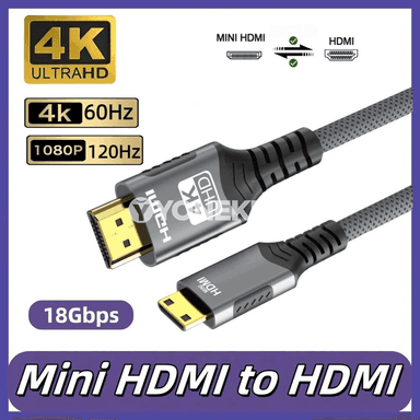 Mini HDMI - HDMI ýokary tizlikli örülen kabel, 4K 60Hz