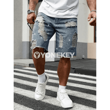 Erkekler üçin denim jort şortik — ýaz we tomus üçin gündelik rahat görnüş