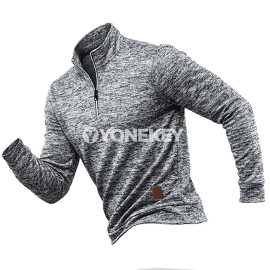 Erkekler üçin ýeňil ýarym zipli ýyly sweatshirt, gyş üçin