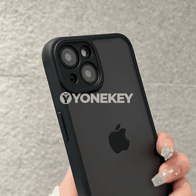 iPhone 12-17 üçin matte gara telefon gapagy, açyk zarba garşy bumper