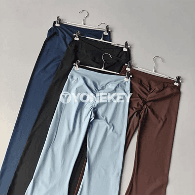 Aýal üçin ýokary boýunly giň aşaky yoga legginsi, çeýe sport balagy