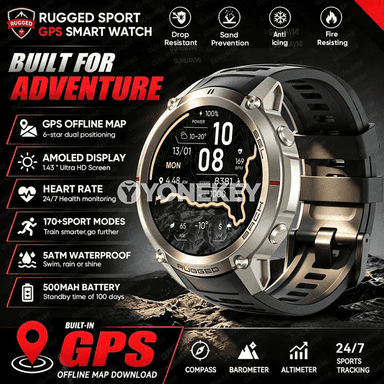 GUHUAVMI GPS akylly sagat, 5ATM, 1.43″ AMOLED, Bluetooth jaň