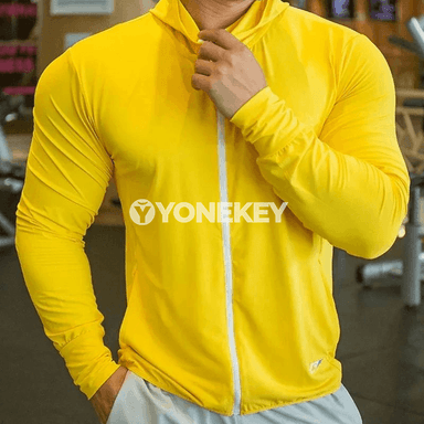 Erkekler üçin ýeňil sport hudi, fermuarly, uzyn ýeňli