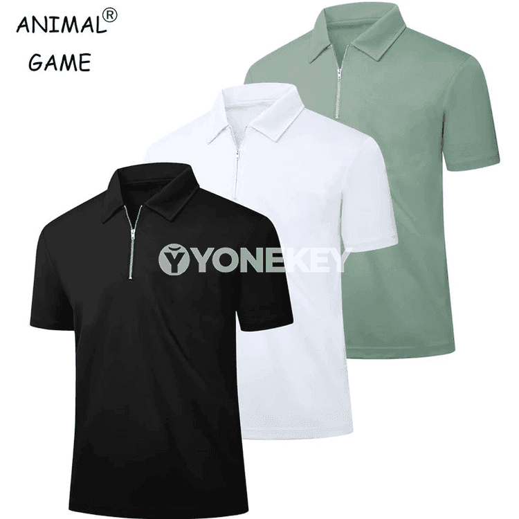 Erkekler üçin ýeňil, dem alýan polo futbolka, gysga ýeňli
