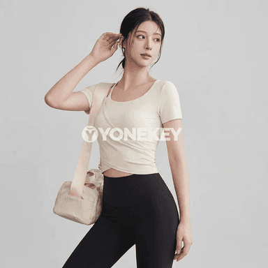 Zenanlar üçin slim fit sport maýkasy, ýoga we pilates üçin