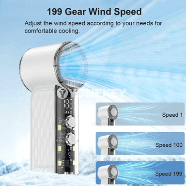 LED ekranly USB zarýad berilýän mini elde göterilýän fan