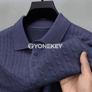 Erkekler üçin düwmejikli ýyly trigota switer, güýz-gyş üçin