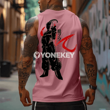 Erkekler üçin anime görnüşli ýeňsiz futbolka, tomuslyk sport stili