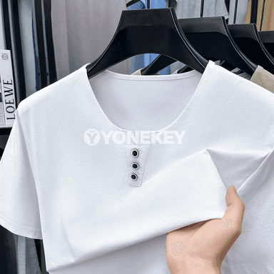 Erkekler üçin ýeňil, howa geçirýän Henley köýnek — gündelik stil