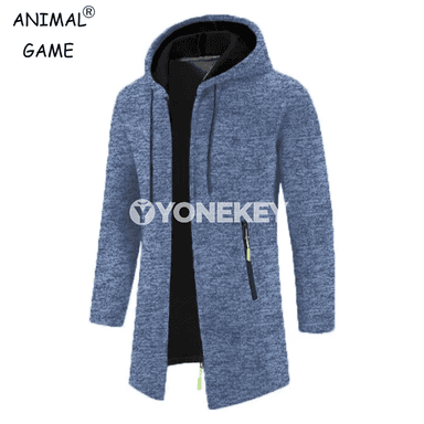Erkekler üçin ýyly kapýuşonly zipli futbolka-kurtka, oversize