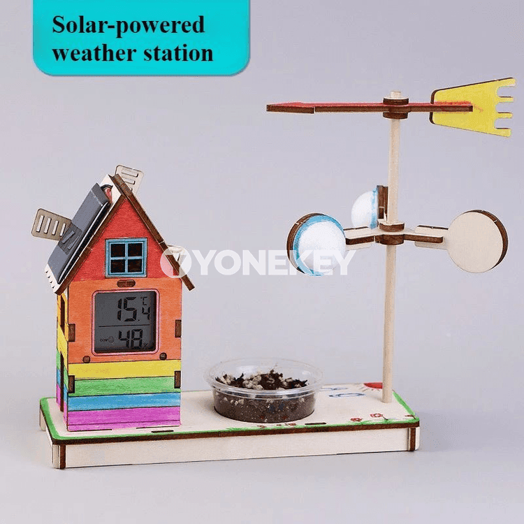 Gün energiýasy bilen işleýän çagalar üçin howa stansiýasy modeli