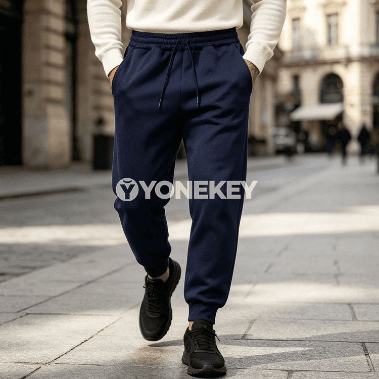 Erkekler üçin ýyly jogger sport balaklary, jübili, keşde ýüplü