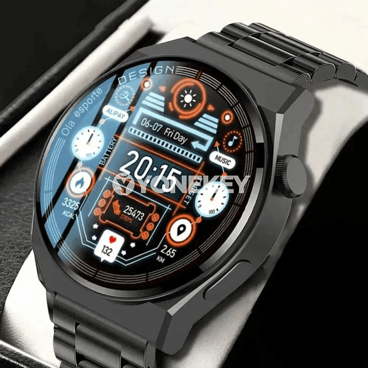 Erkekler üçin akylly sagat, AMOLED ekran, Bluetooth jaň, GPS, NFC