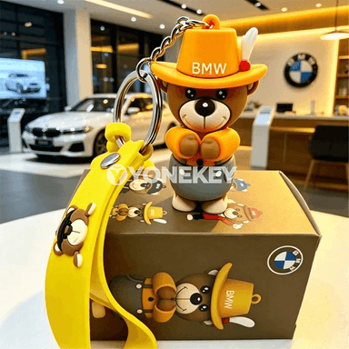 BMW üçin 3D aýy görnüşli silikon açar halkasy, awtoulag bezegi