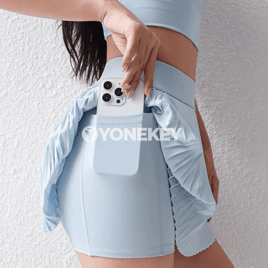 Zenanlar üçin ýokary billi tennis etegi, 2-in-1 sport şortikli model