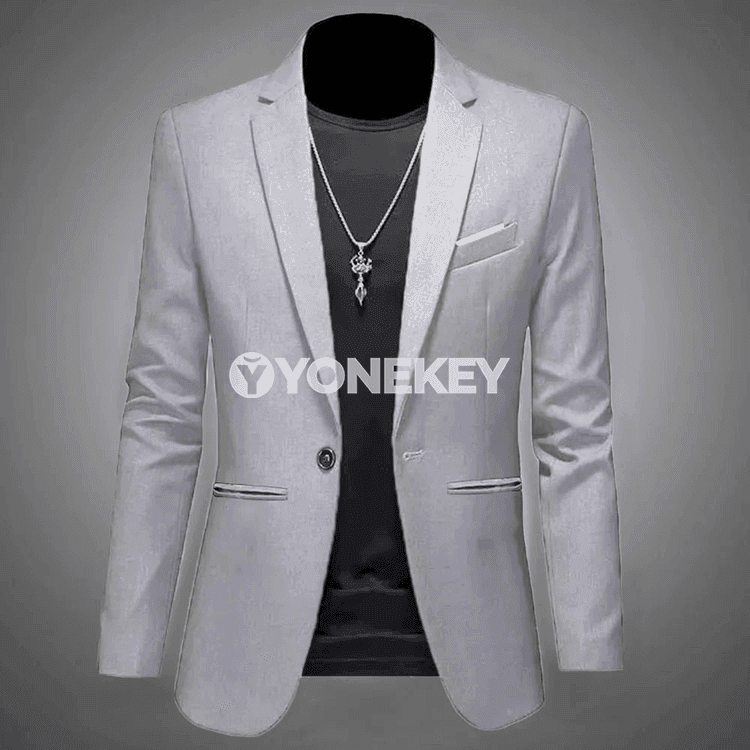 Erkekler üçin ýeňil resmi blazer, slim fit, bir düwme, güýz-ýasy