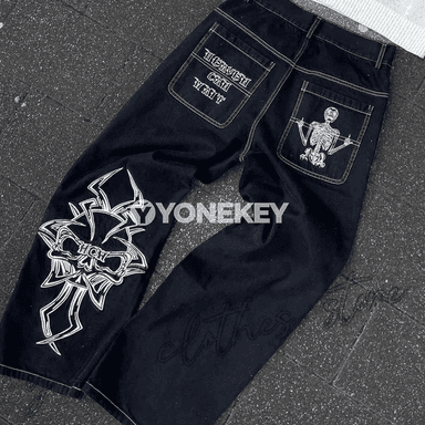 Erkek retro giň balakly jinsi — ýokary belli, gündelik stil
