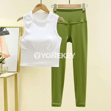 Aýal-gyzlar üçin 2 bölekli yoga kostýumy: sport topy we leggins