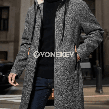 Erkekler üçin ýyly kapşonly fermuarly kurtka, galyň fleece, S-XXXL
