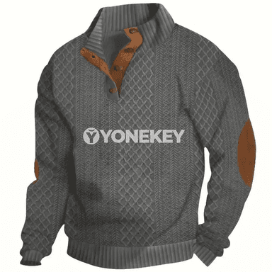 Erkekler üçin uzyn ýeňli jacquard futbolka, rahat we ýeňil model