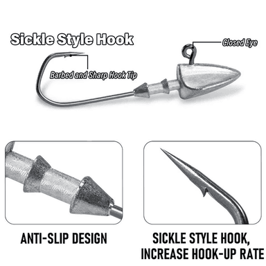 5 sany metal jig head çeňňekleri, dürli agramly balyk üçin