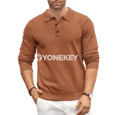 Erkekler üçin ýyly polo switer, düwmejikli, gündelik stil