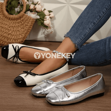 Zenanlar üçin tekiz baletkalar, kwadrat burunly, rahat slip-on köwüşler