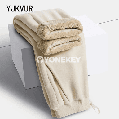 YJKVUR gyşky ýyly erkek-zenan giň balaklar, fleýs astarly