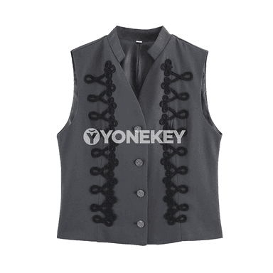 Zenanlar üçin çymşykly bezegli ýeňsiz vest, tomusky täze model