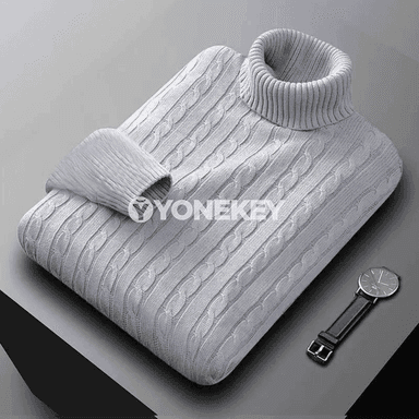 Erkekler üçin gyş ýyly trikotaž turtlenek switer, galyň pulower