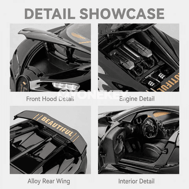 1:32 Bugatti Chiron GT metal sport awtoulag modeli, sesli we ýagtylykly