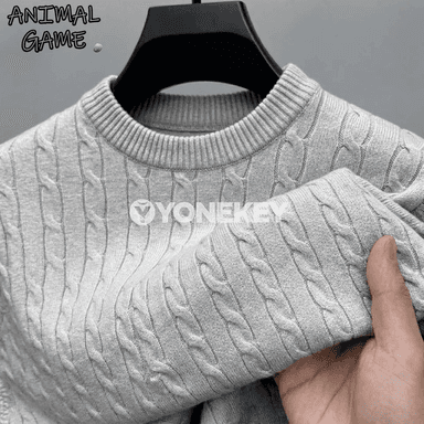 Erkekler üçin ýyly uzyn ýeňli örme switer