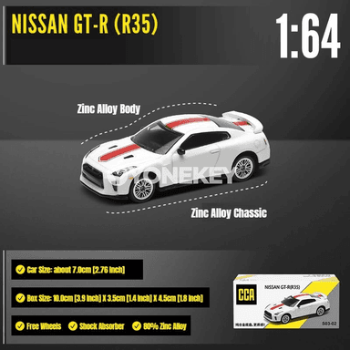 Nissan GTR R35 1/64 metal model awtoulag, kolleksiýa üçin