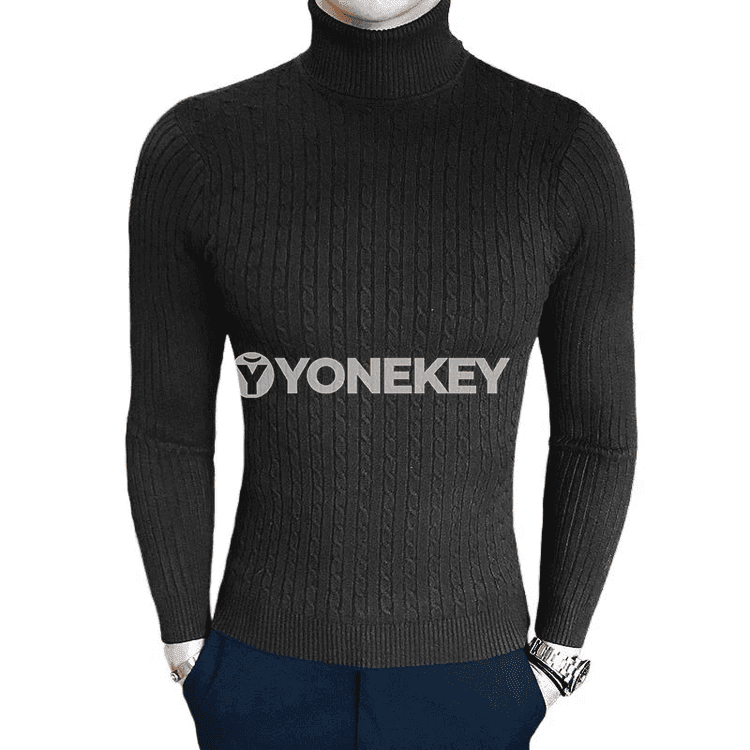 Erkekler üçin ýyly beýik boýunly slim fit örülen switer