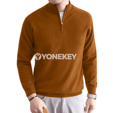 Erkekler üçin boýunly fermuarly ýyly boýunly trikotaj switer