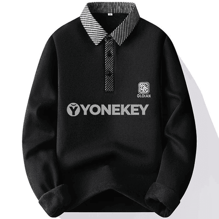 Erkekler üçin ýyly fleece switer, galstuk boýunly, sypaýy stil