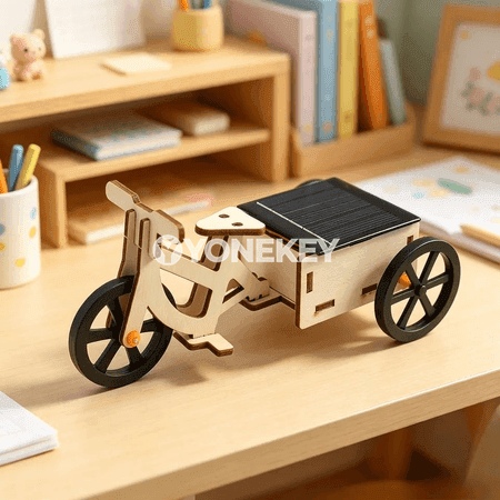Gün energiýasy bilen işleýän çagalar üçin üç tigirli ylmy gurnama modeli