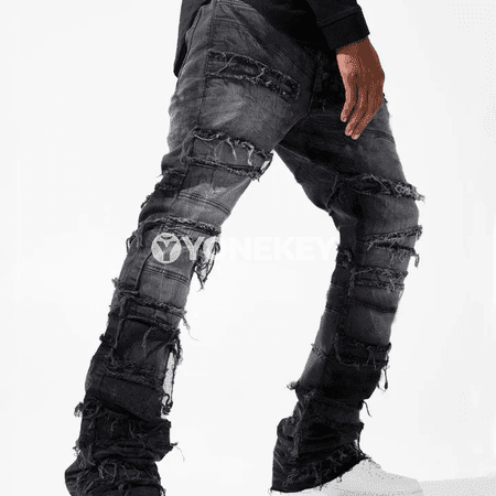 Erkekler üçin patchwork könelişen denim jeans , motosikl stili