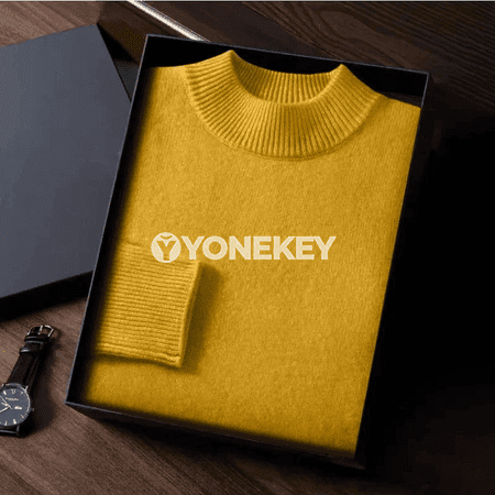 Erkekler üçin güýz-gyş ýyly switer, mock boýunly, gündelik stil