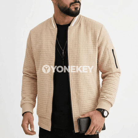 Erkekler üçin ýeňil kapýuşonly zipli güýzki jaket