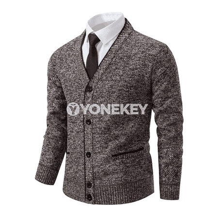 Erkekler üçin V boýunly trikotaž kardigan, güýz-gyş switer jaket