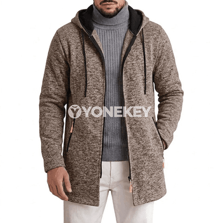 Erkekler üçin ýyly zipli kapüşonly hoodie jaket
