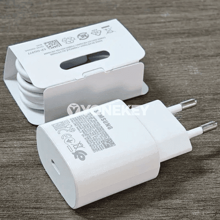 Samsung 25W PD çalt zarýad beriji adapter, Galaxy üçin Type-C kabel bilen