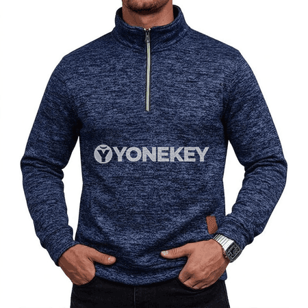 Erkekler üçin ýyly zipli sweatshirt, güýz-gyş üçin