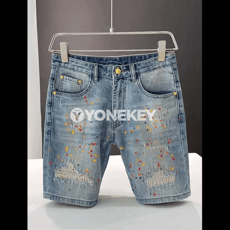 Erkekler üçin ýaz-tomus rahat denim şortik, gysga balak