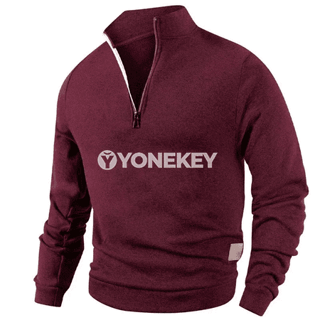 Erkekler üçin ýyly, ýarym fermuarly uzyn ýeňli sport sweatshirt